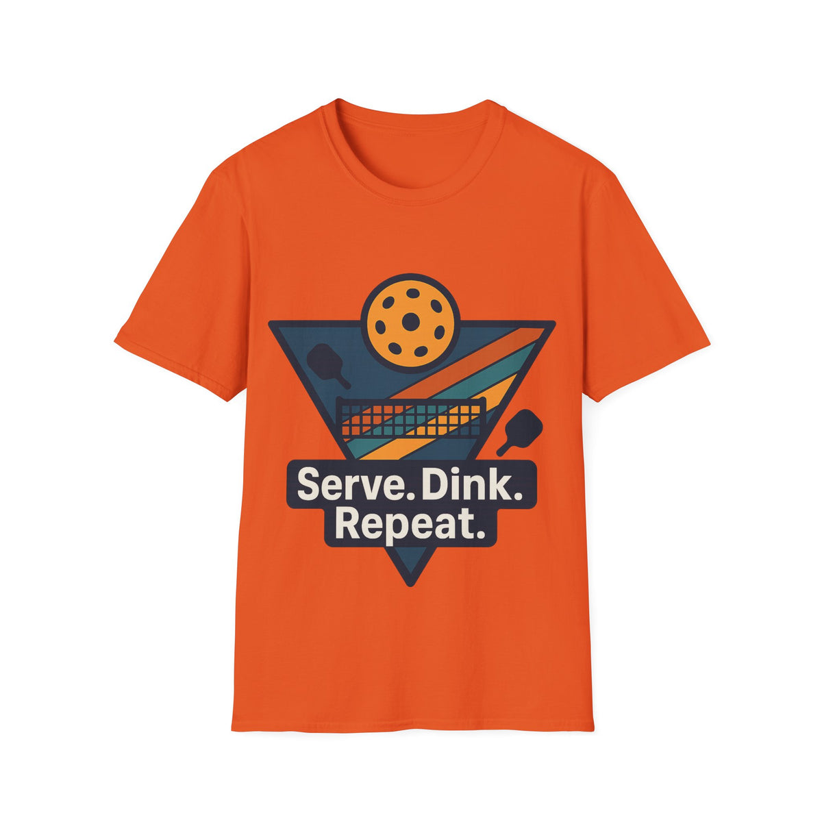 Pickleball T-Shirt — Retro Paddle & Ball Design with “Serve. Dink. Repeat.” Slogan - Trending Now - August 2026