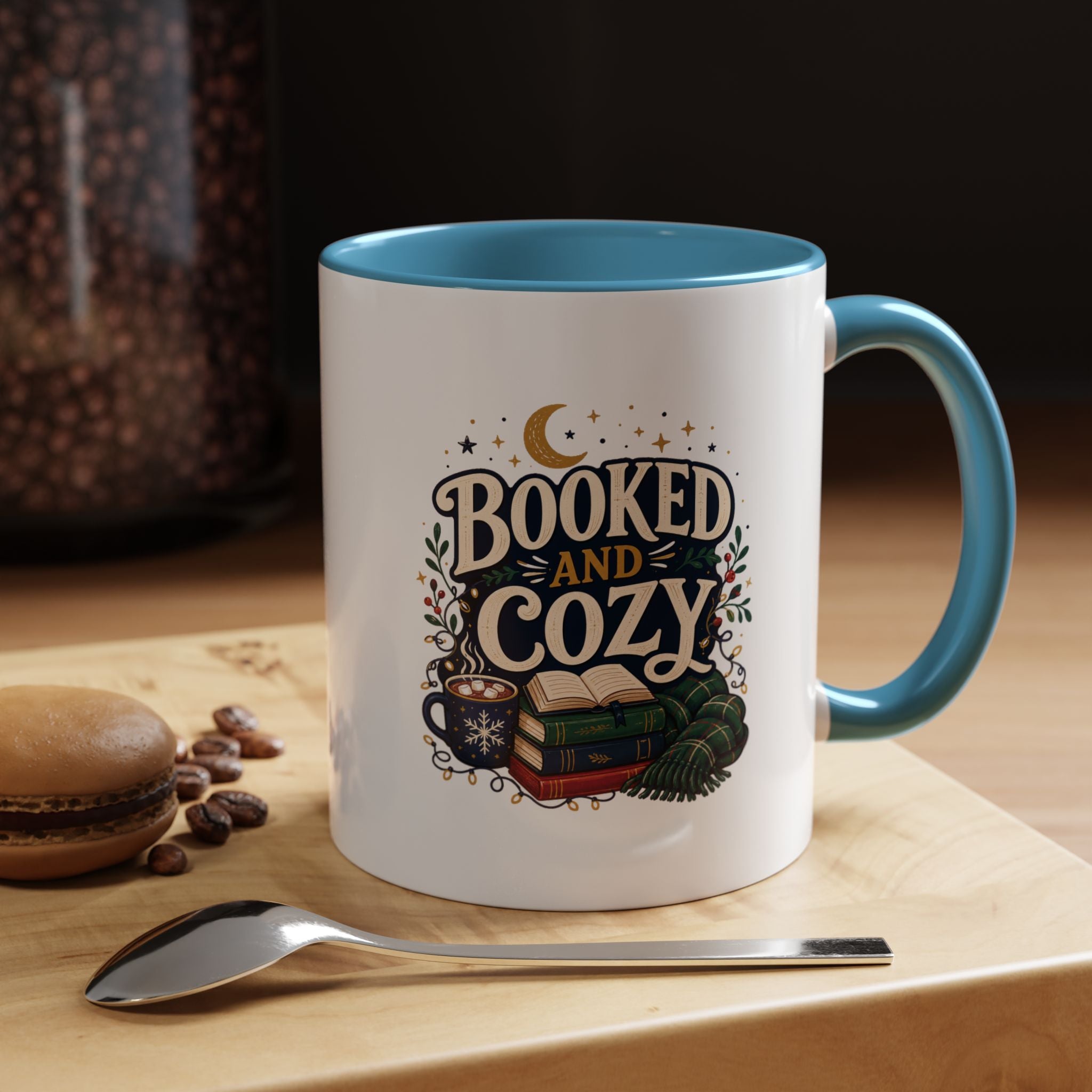 Modern Day Christmas Booked and Cozy Accent Coffee Mug — Book Lover Tea & Coffee Cup (11/15oz)