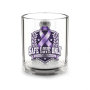 Purple Ribbon "Safe Love Only" Glass Mug — Domestic Violence Awareness 10oz