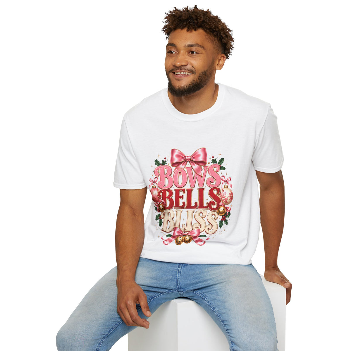 T-Shirt — Bows Bells Bliss Christmas Graphic Tee