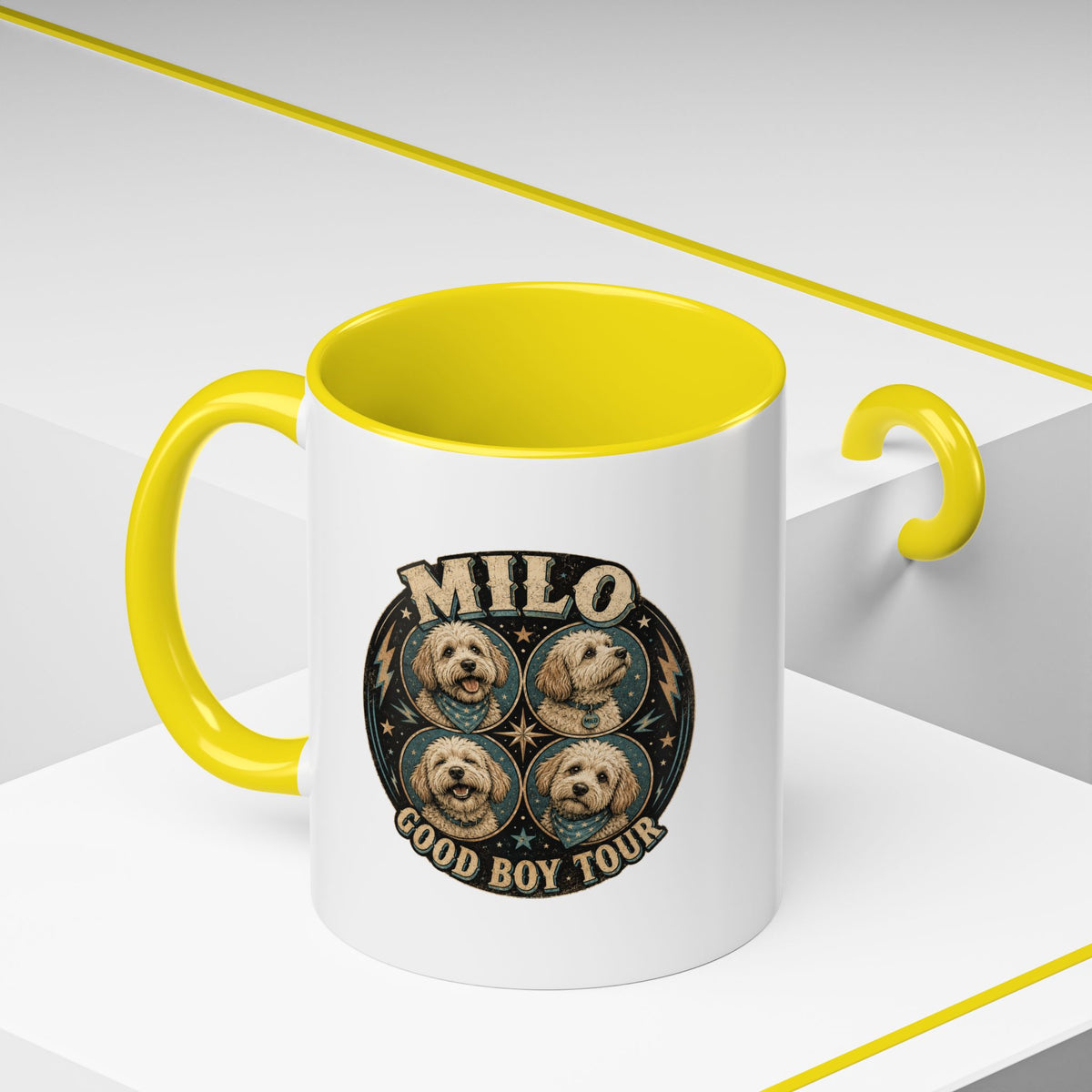 Milo Bailey Dog Dad Mom Milo "Good Boy Tour" Accent Coffee Mug —  Cute Dog Portraits