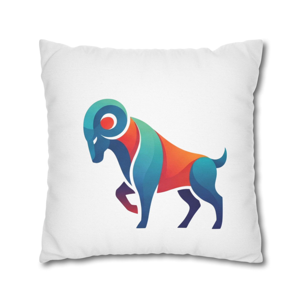 Aries Colorblock Ram Decorative Pillowcase — Zodiac Throw Pillow Cover