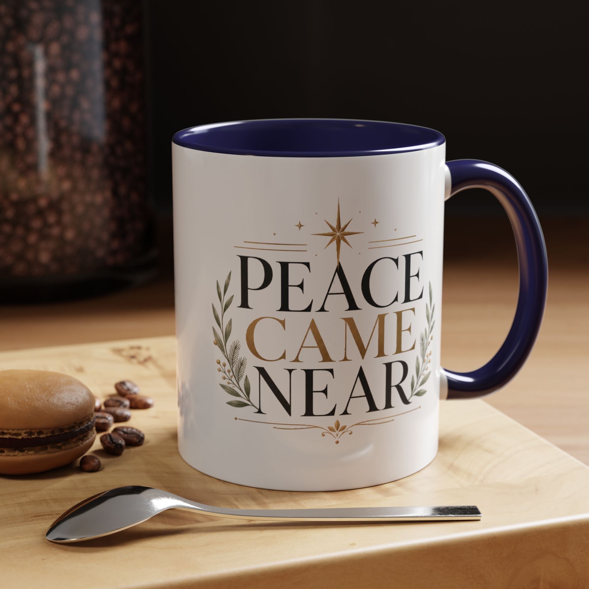 Christmas Peace Came Near Accent Coffee Mug — Holiday Christian Christmas Tea Cup