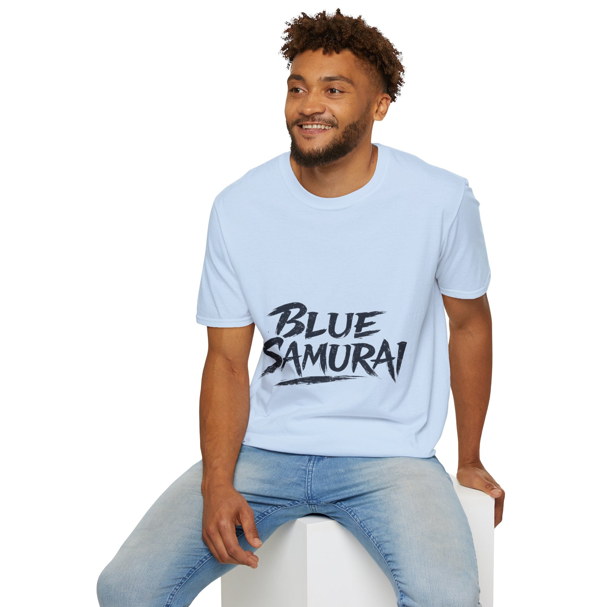 Japan Blue Samurai T-Shirt — Bold Brushstroke Graphic Tee