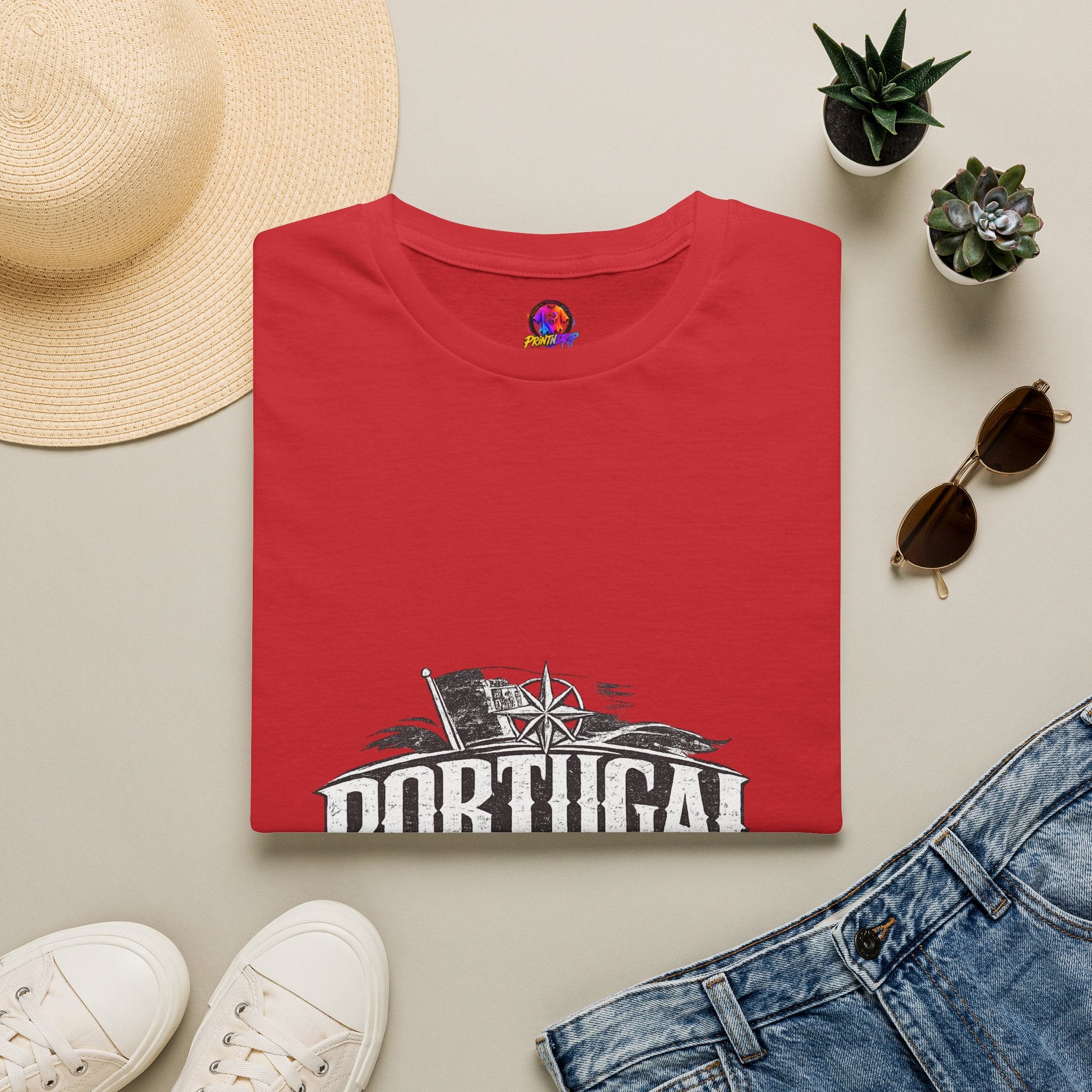 Portugal Vintage Compass T-Shirt — Nautical Travel Souvenir