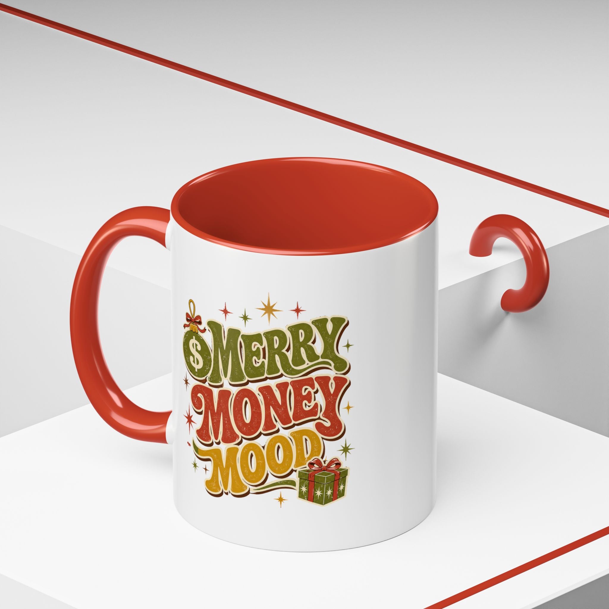 Modern Day Christmas Merry Money Mood Coffee Mug – Holiday Retro Gift Mug