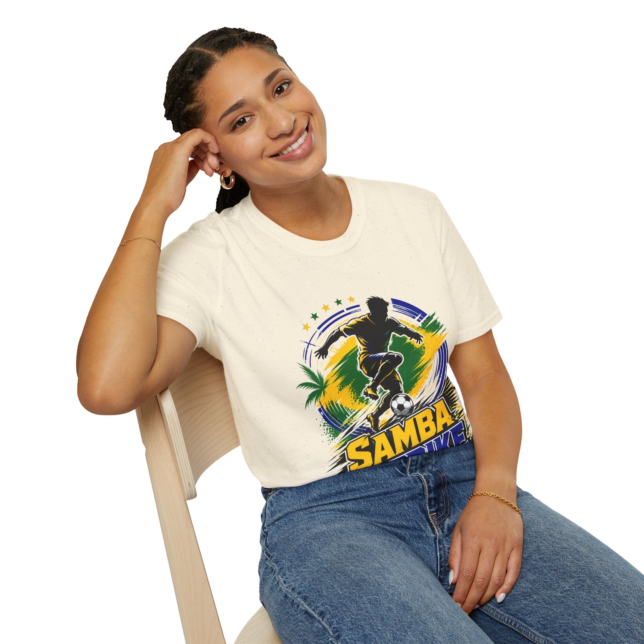 Brazil  Samba Strike Soccer T-Shirt — Brazilian Football Player Graphic Tee