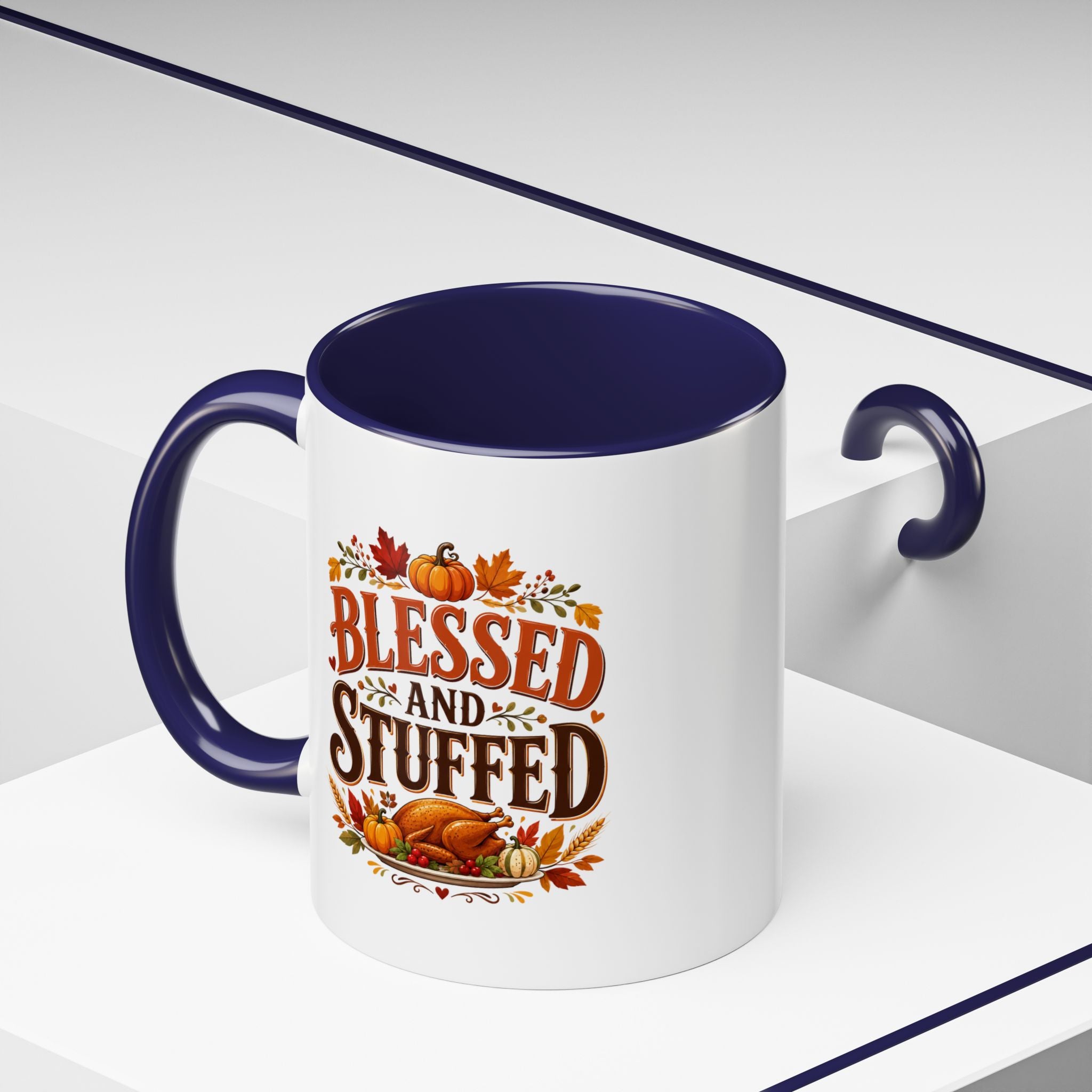 Thanksgiving Mug Blessed and Stuffed Coffee Mug — Thanksgiving Fall Ceramic Accent Mug