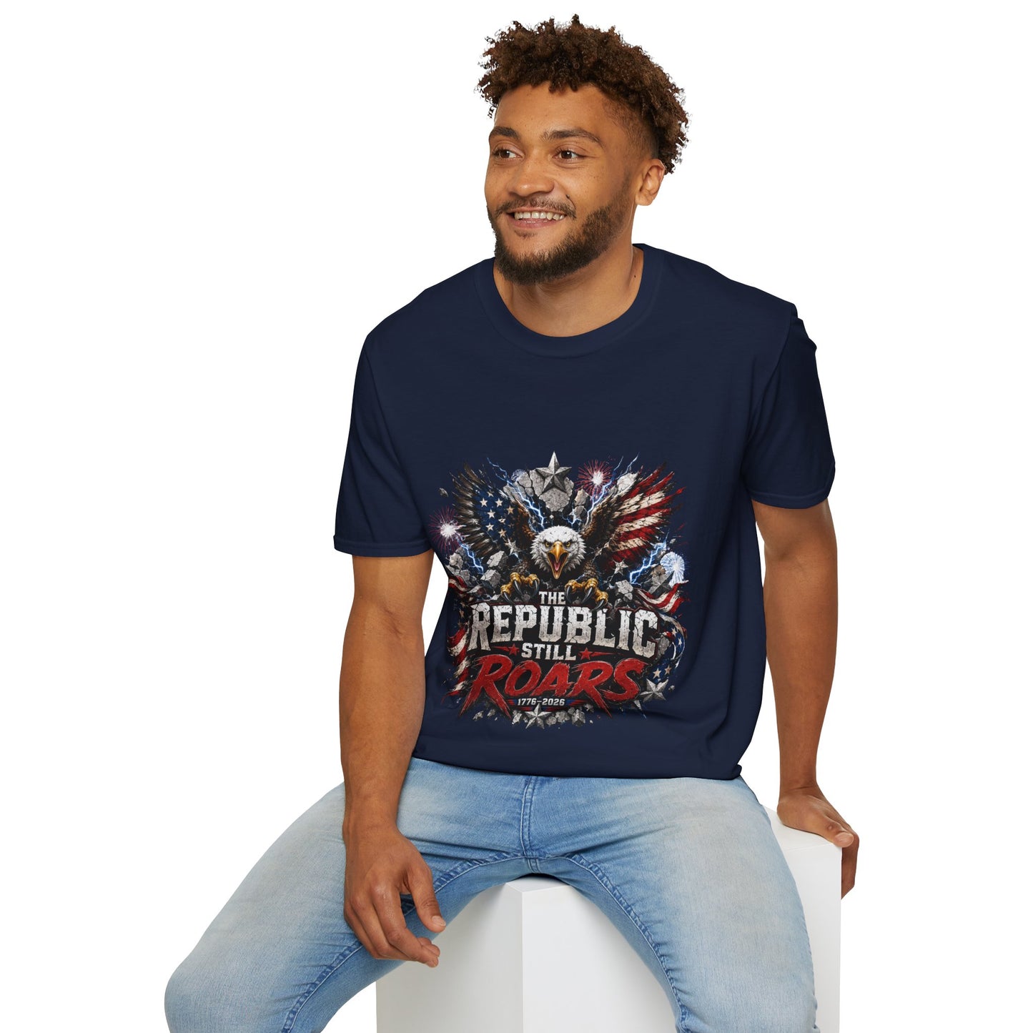 Patriotic Eagle T-Shirt — "The Republic Still Roars" | American Flag Graphic