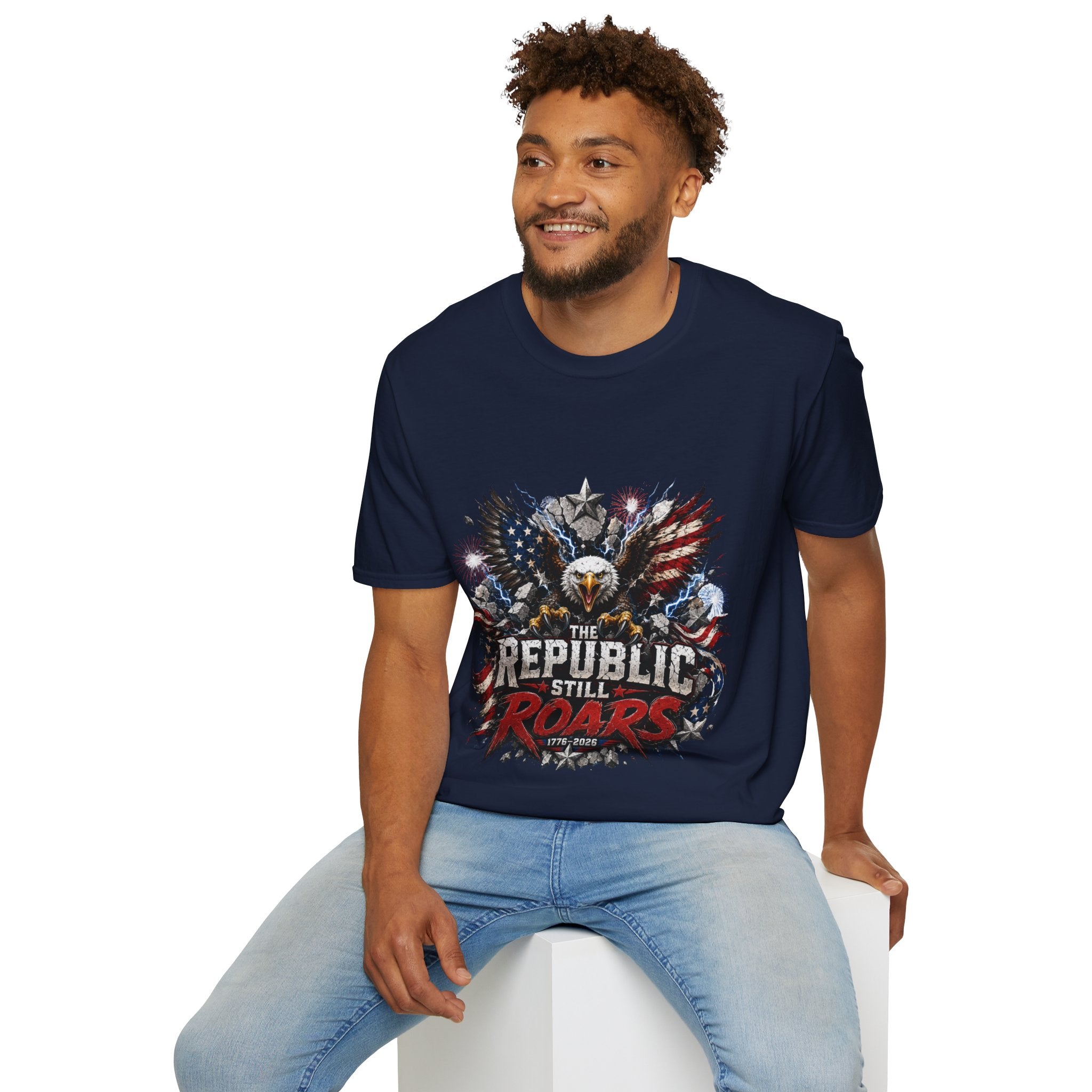 Patriotic Eagle T-Shirt — "The Republic Still Roars" | American Flag Graphic