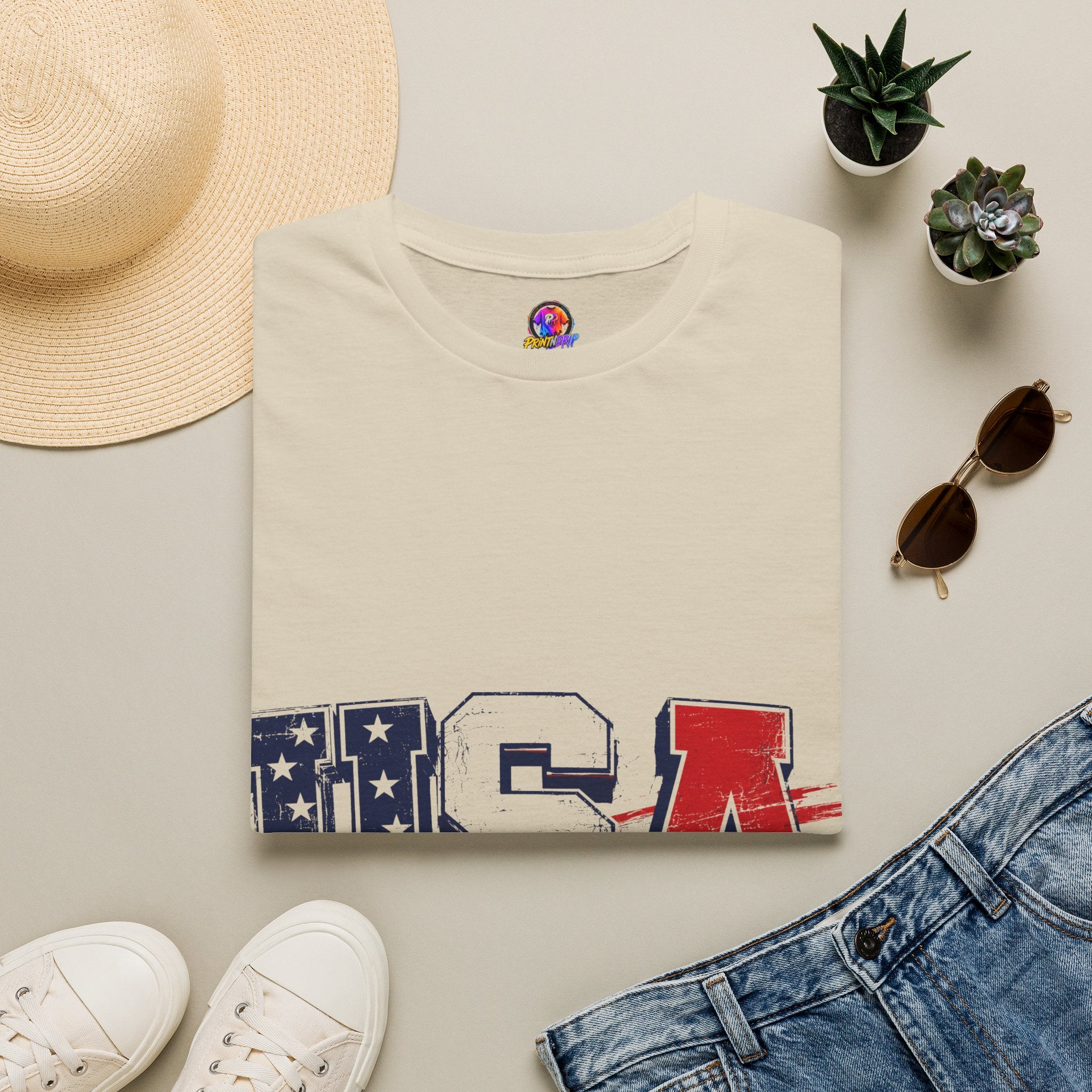 USA Flag Graphic T-Shirt — Patriotic Red White & Blue Tee