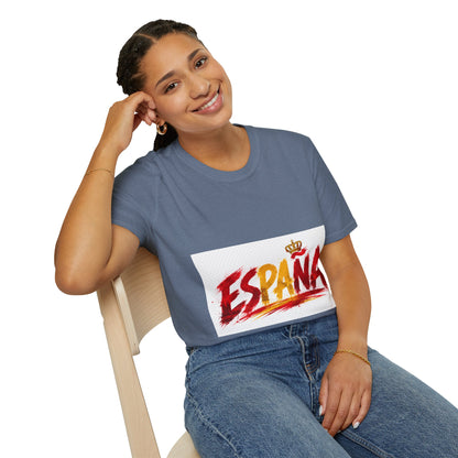 Spain  Graphic T-Shirt — Spanish Flag Brushstroke Design with Crown