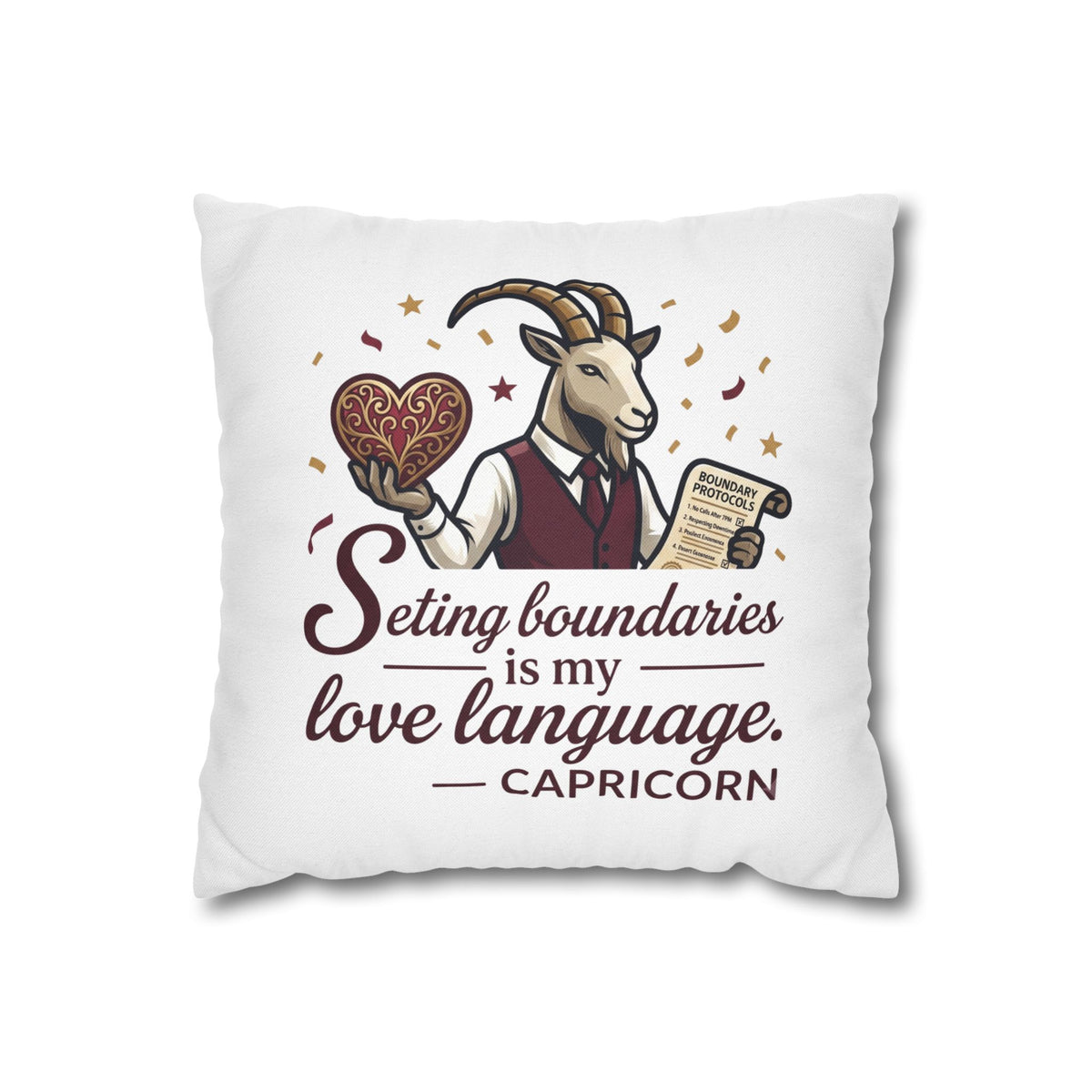 Capricorn Pillowcase - "Setting Boundaries Is My Love Language" Zodiac Throw Pillowcase