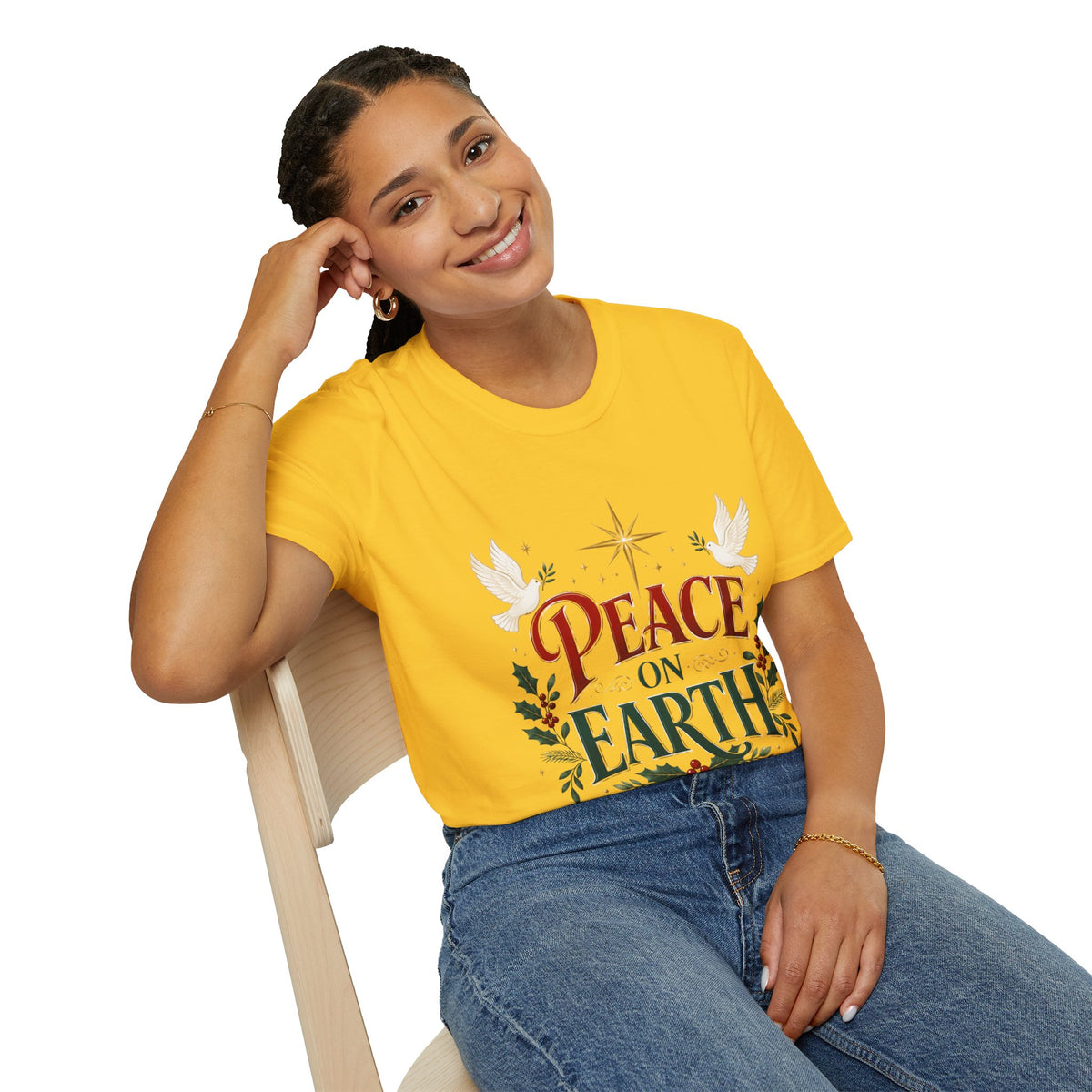 Peace on Earth T-Shirt — Holiday Dove & Star Christmas Tee