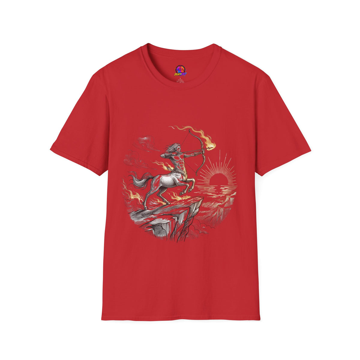 Sagittarius Centaur Archer T-Shirt — Mythical Archer Graphic Tee (Flaming Bow)