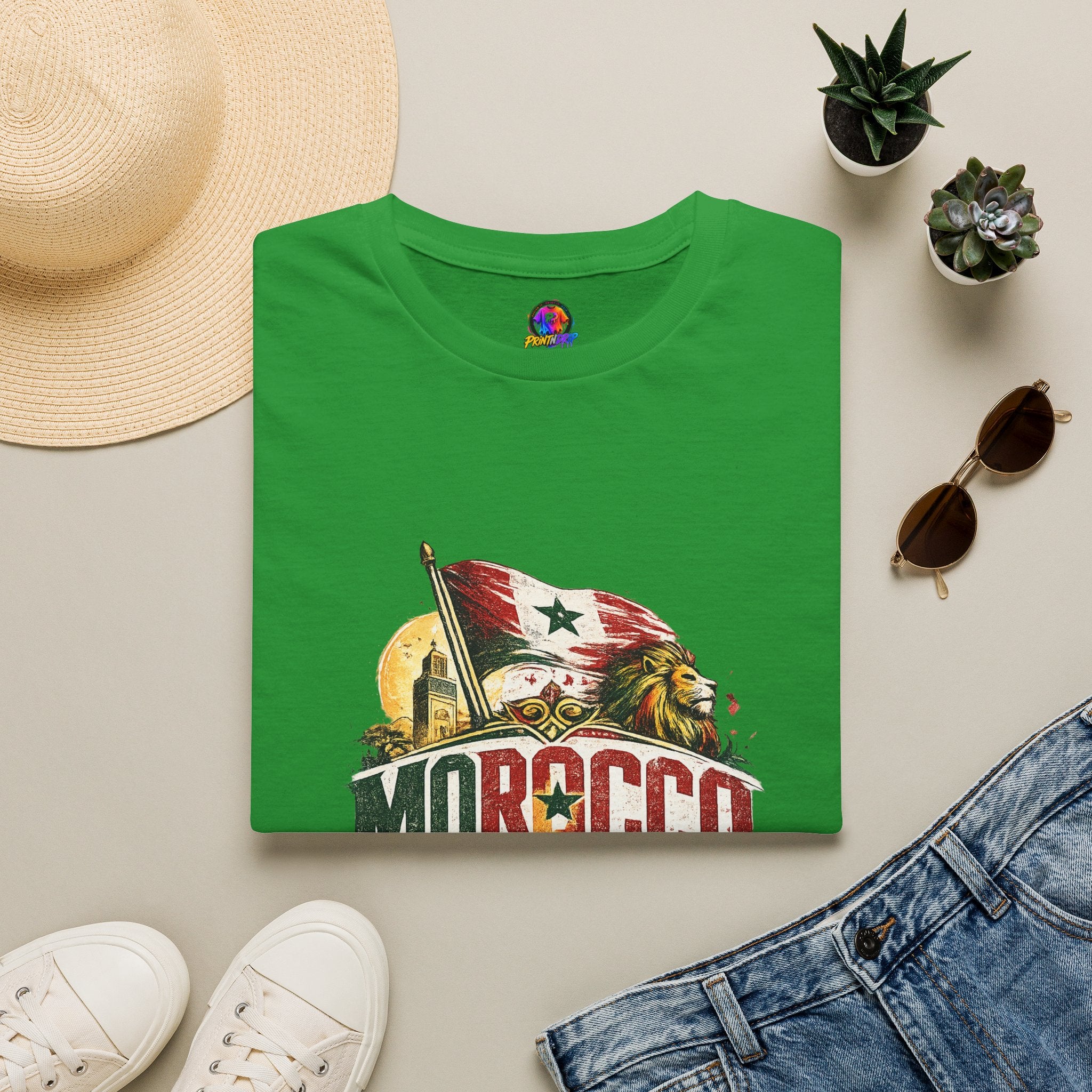 Morocco Soccer T-Shirt — Vintage Flag & Lion Football Tee