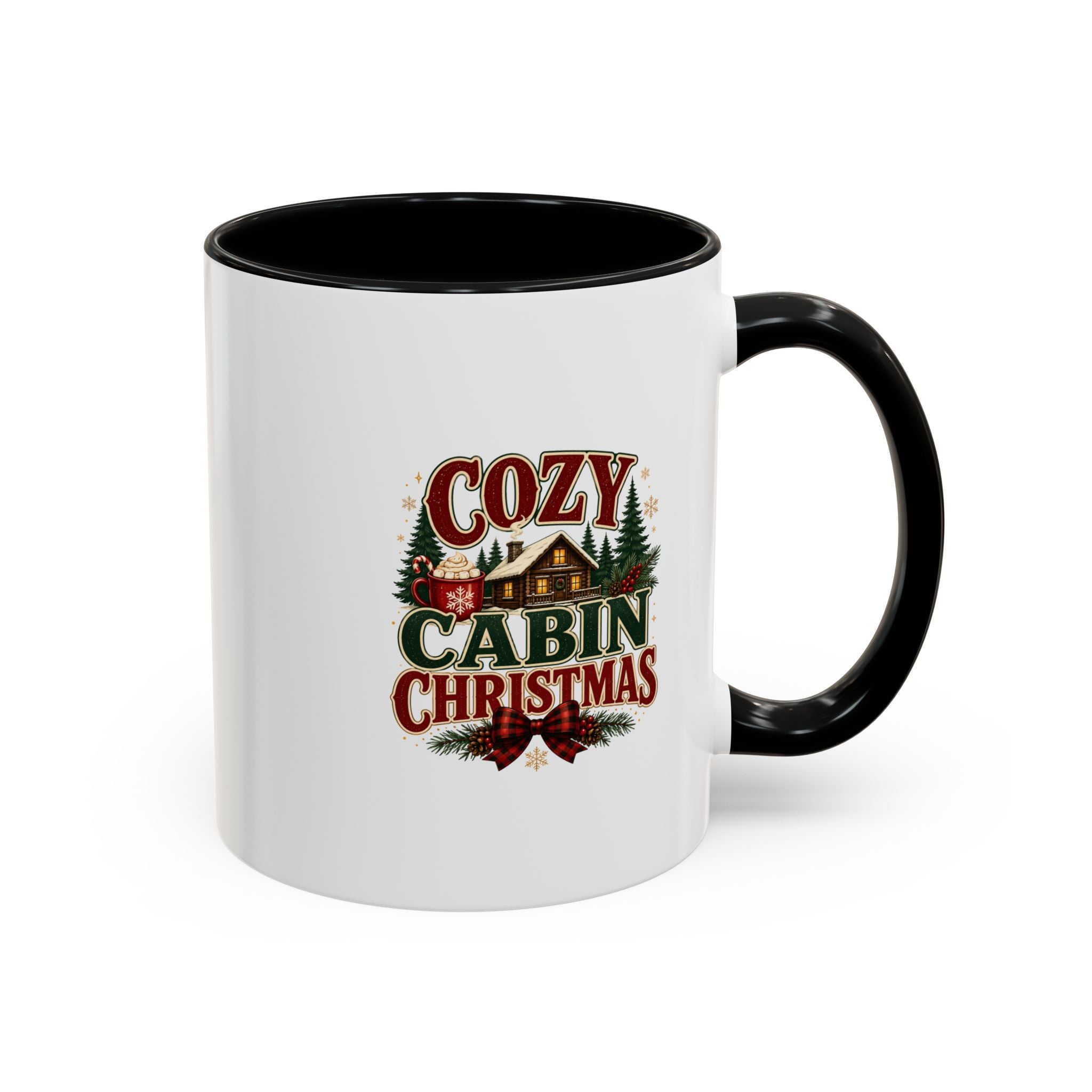 Cozy Cabin Christmas Accent Coffee Mug – Holiday Cabin Coffee Cup