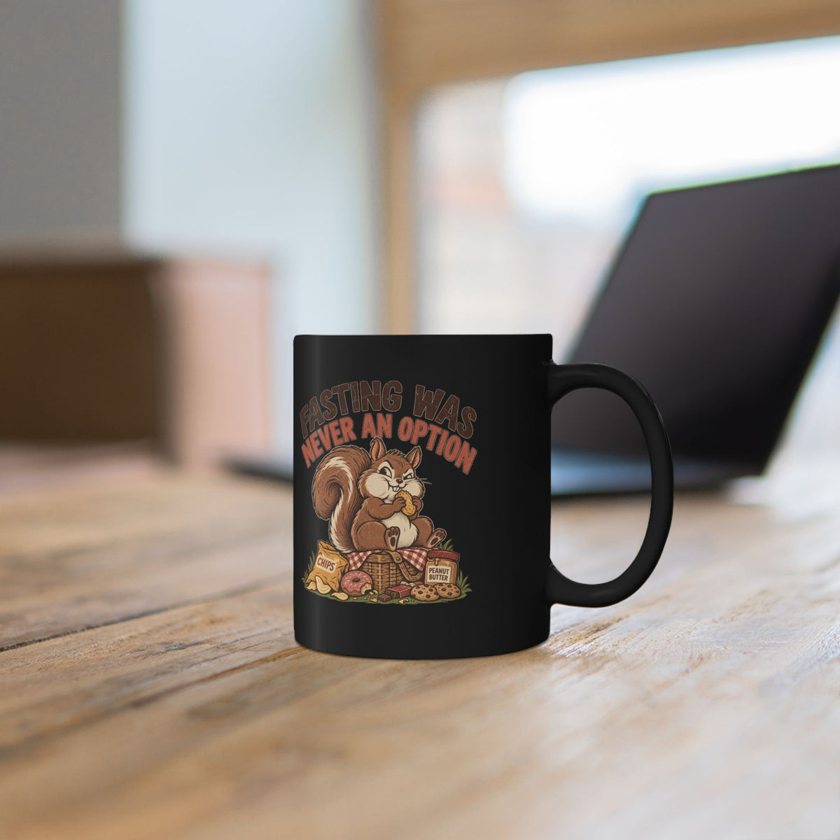 Squirrel Coffee Mug - "Nuts-ing Was Never an Option" Funny Woodland Animal Mug (11oz/15oz)
