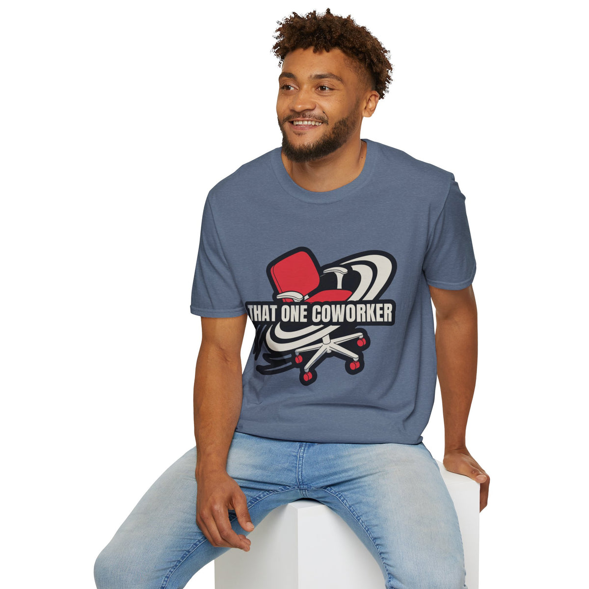 "That One Coworker" Graphic T-Shirt – Funny Office Chair Skateboard Tee - Trending Now - August 2026