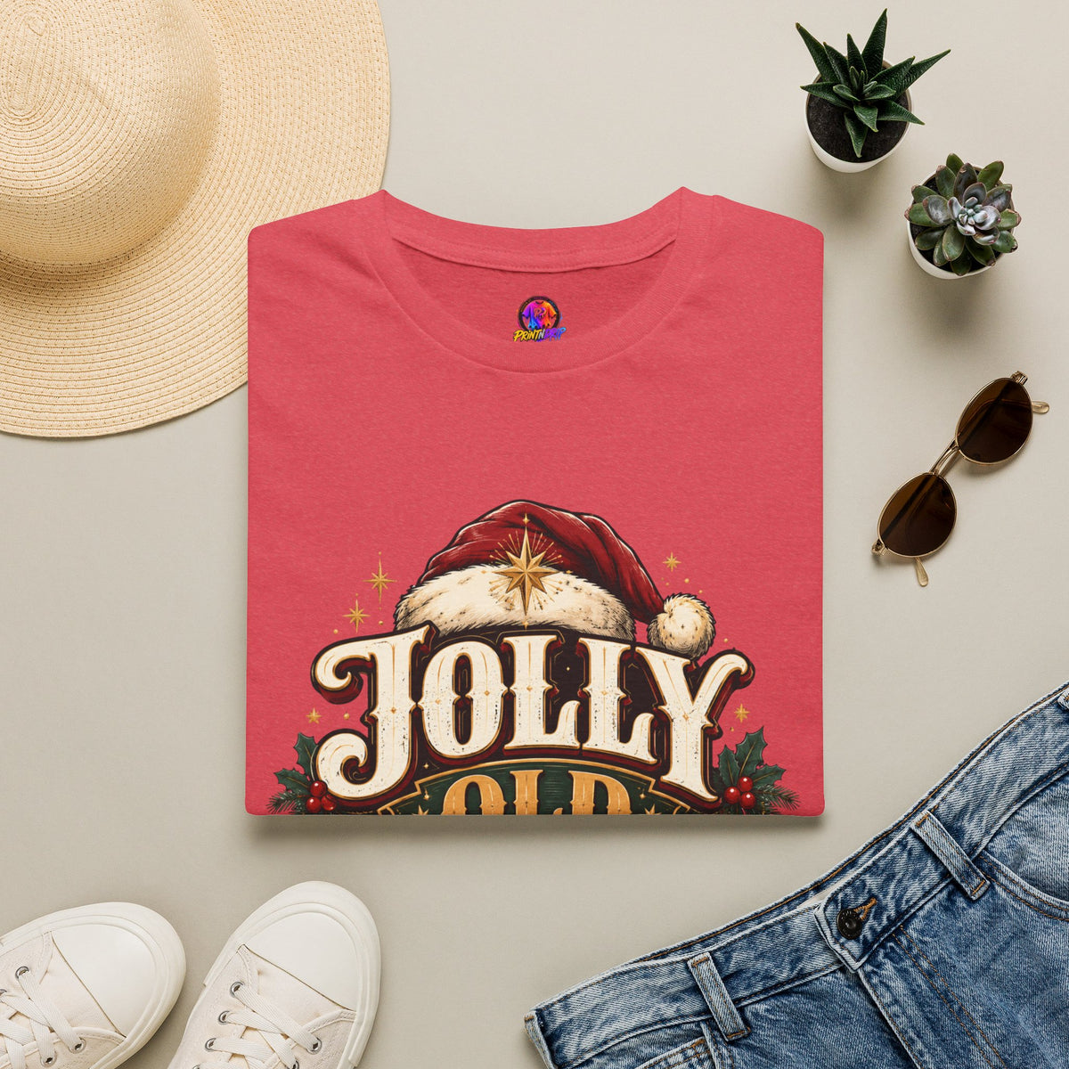 Jolly Old Soul T-Shirt — Vintage Santa Holiday Graphic Tee