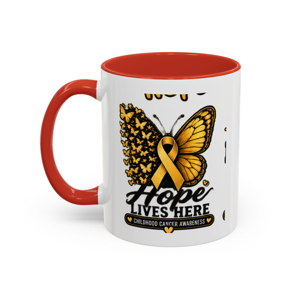 Children’s Cancer Awareness Accent Coffee Mug — "Hope Lives Here" (11/15oz)