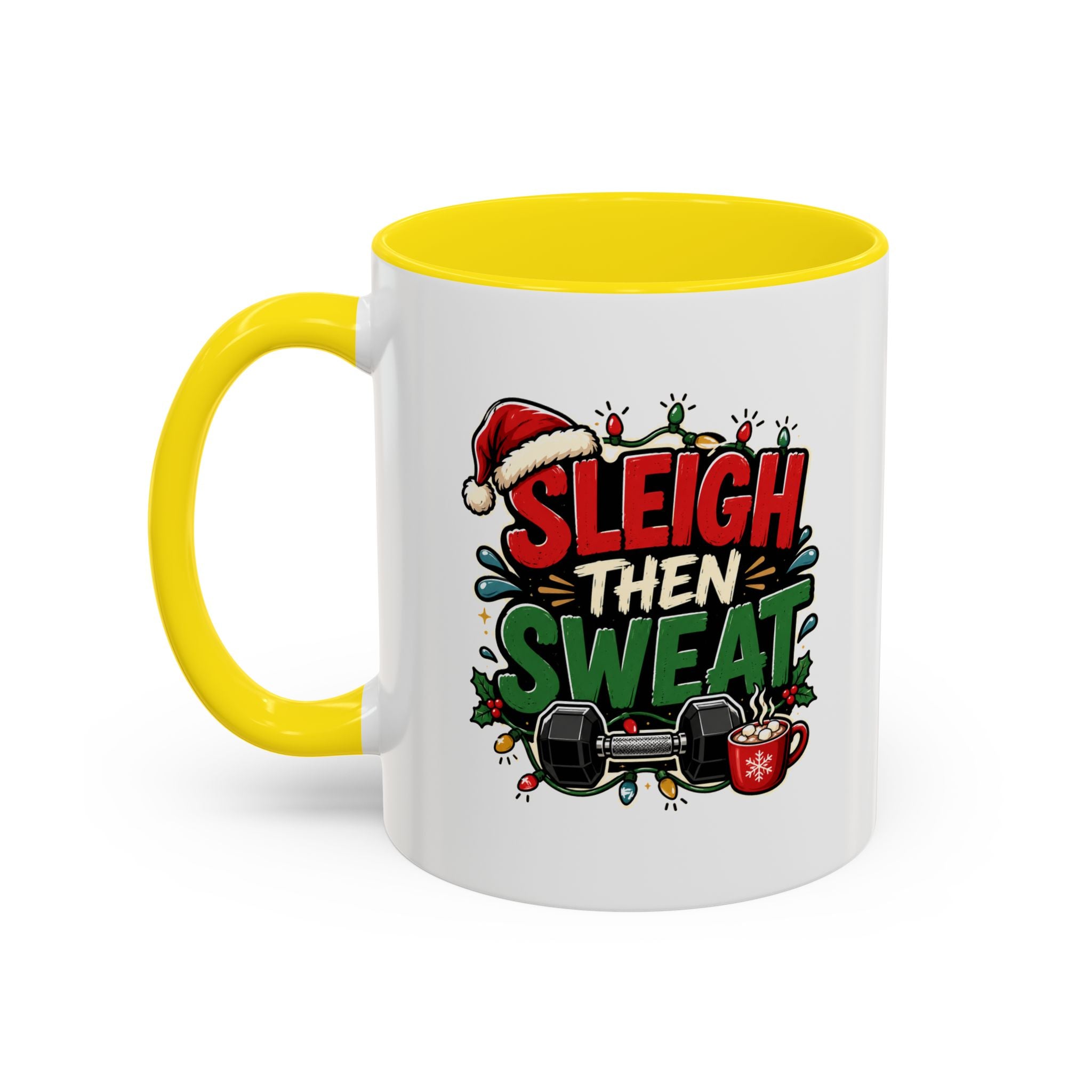 Modern Day Christmas Sleigh Then Sweat Coffee Mug — Festive Gym Motivational Holiday Gift