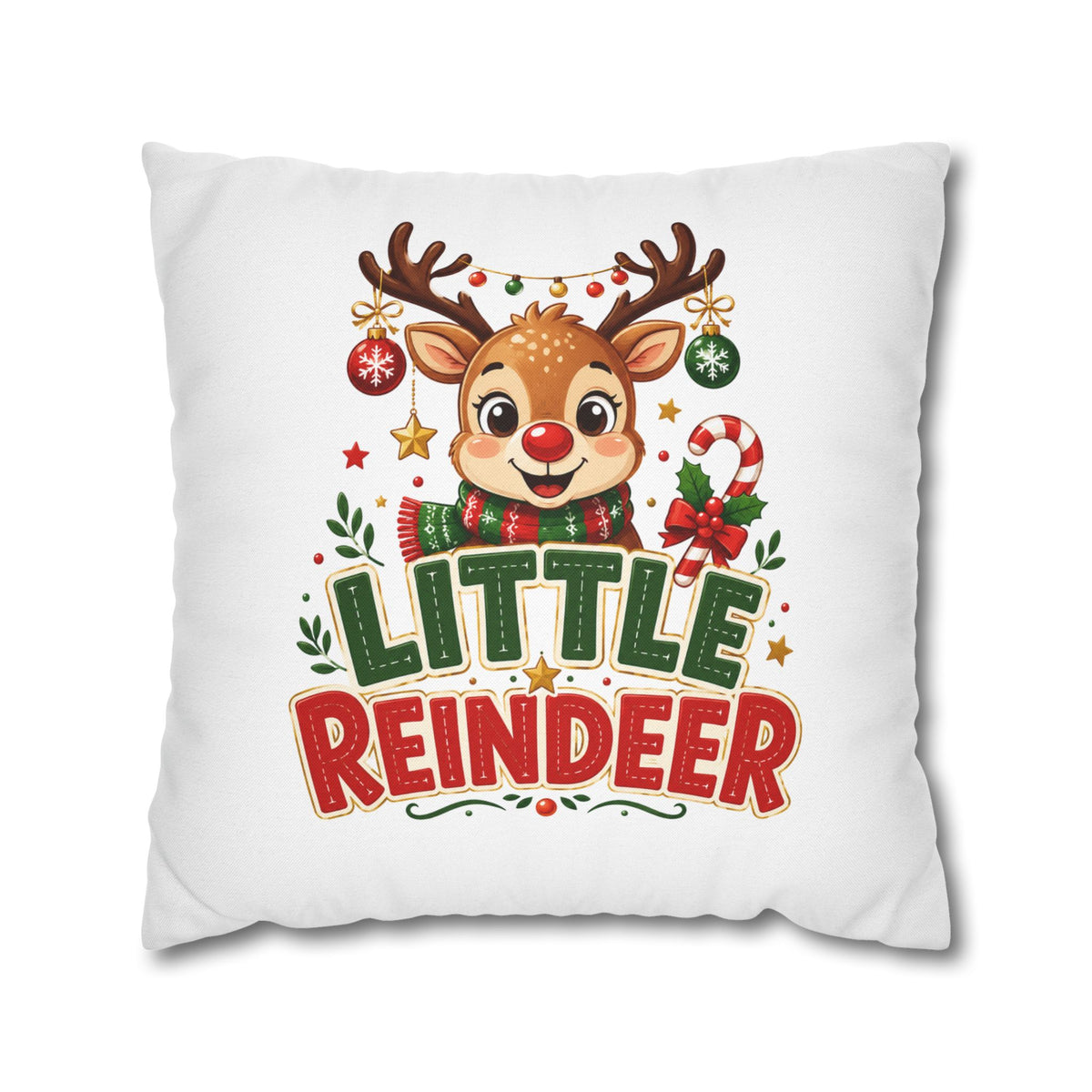 Christmas Little Reindeer Holiday Pillowcase – Cute Christmas Throw Pillow Cover