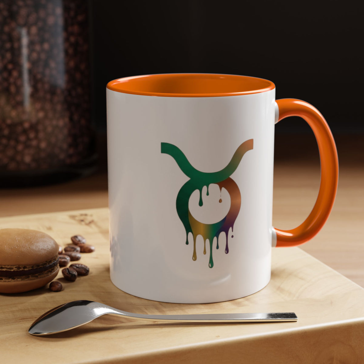 Taurus Drip Zodiac Coffee Mug — Colorful Taurus Symbol Accent Mug