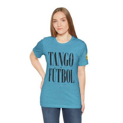 Argentina - Tango y Fútbol Graphic Tee - Bold Serif Soccer & Dance Shirt