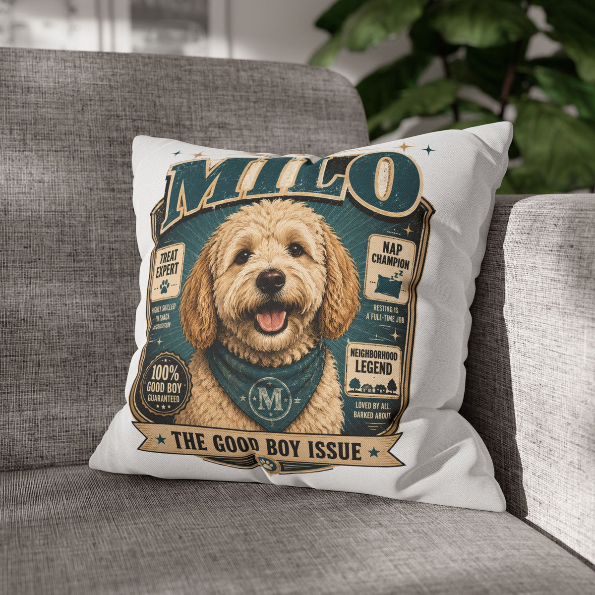 Milo 'The Good Boy Issue' Decorative Pillowcase Milo Bailey Dog Dad Mom