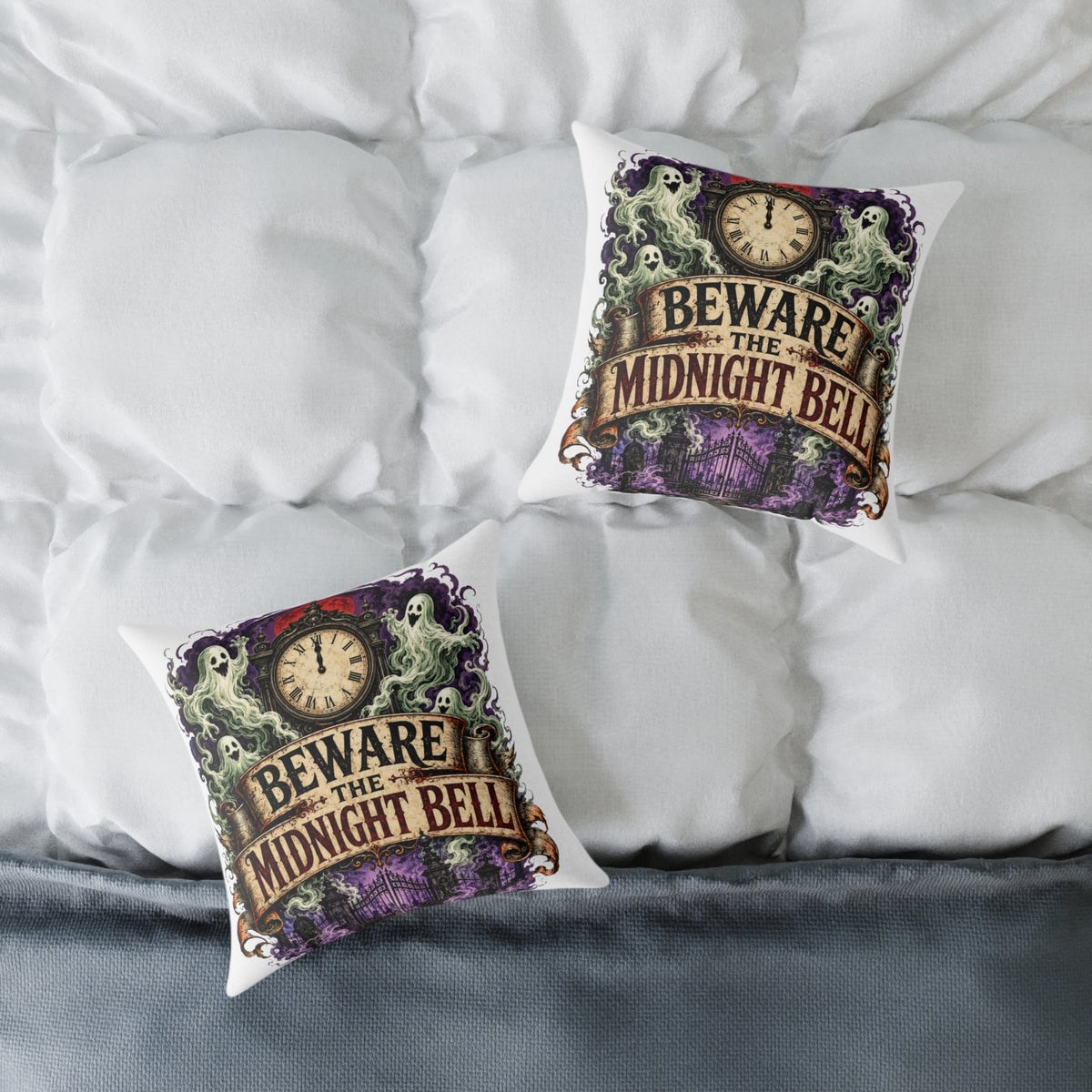 Halloween Beware the Midnight Bell Decorative Pillow – Gothic Halloween Throw Pillow