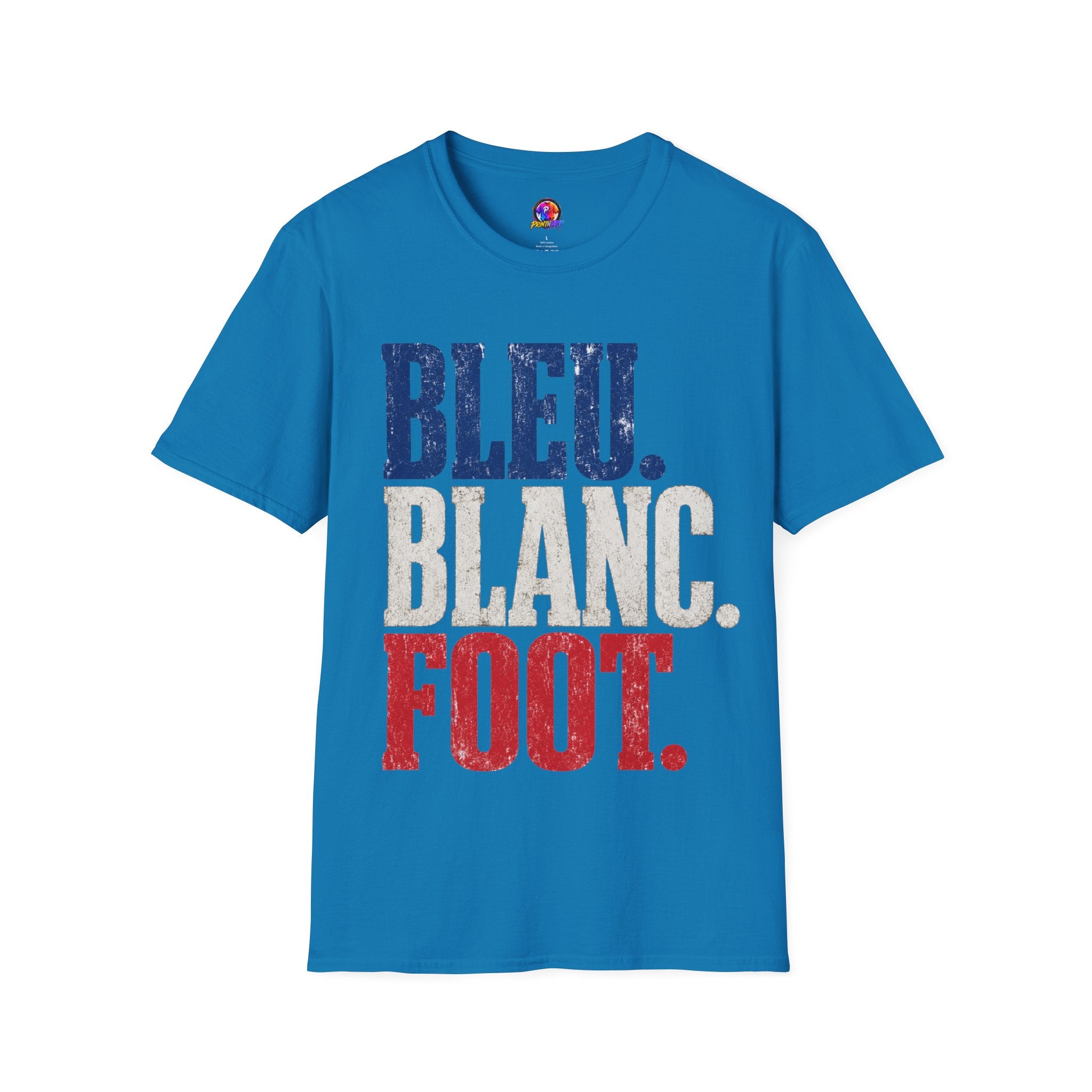 France T-Shirt — Bleu Blanc Foot Vintage French Flag Soccer Graphic Tee