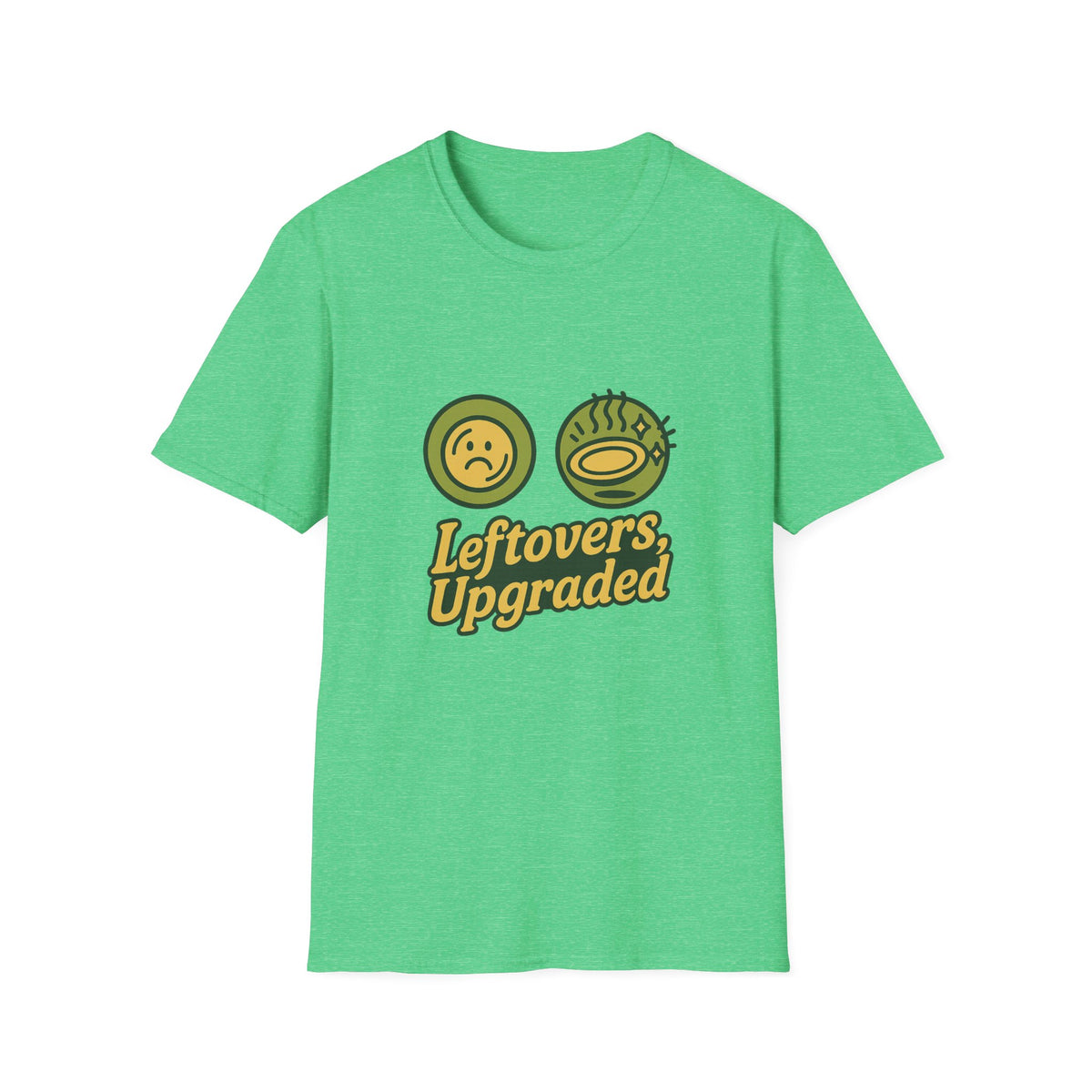 Leftovers Upgraded T-Shirt — Funny Foodie Tee with Soup & Smiley Icons - Trending Now - September 2026