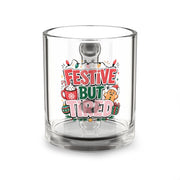 Modern Day Christmas Glass Mug  10oz Festive But Tired Glass Mug — 10oz Holiday Coffee Cup