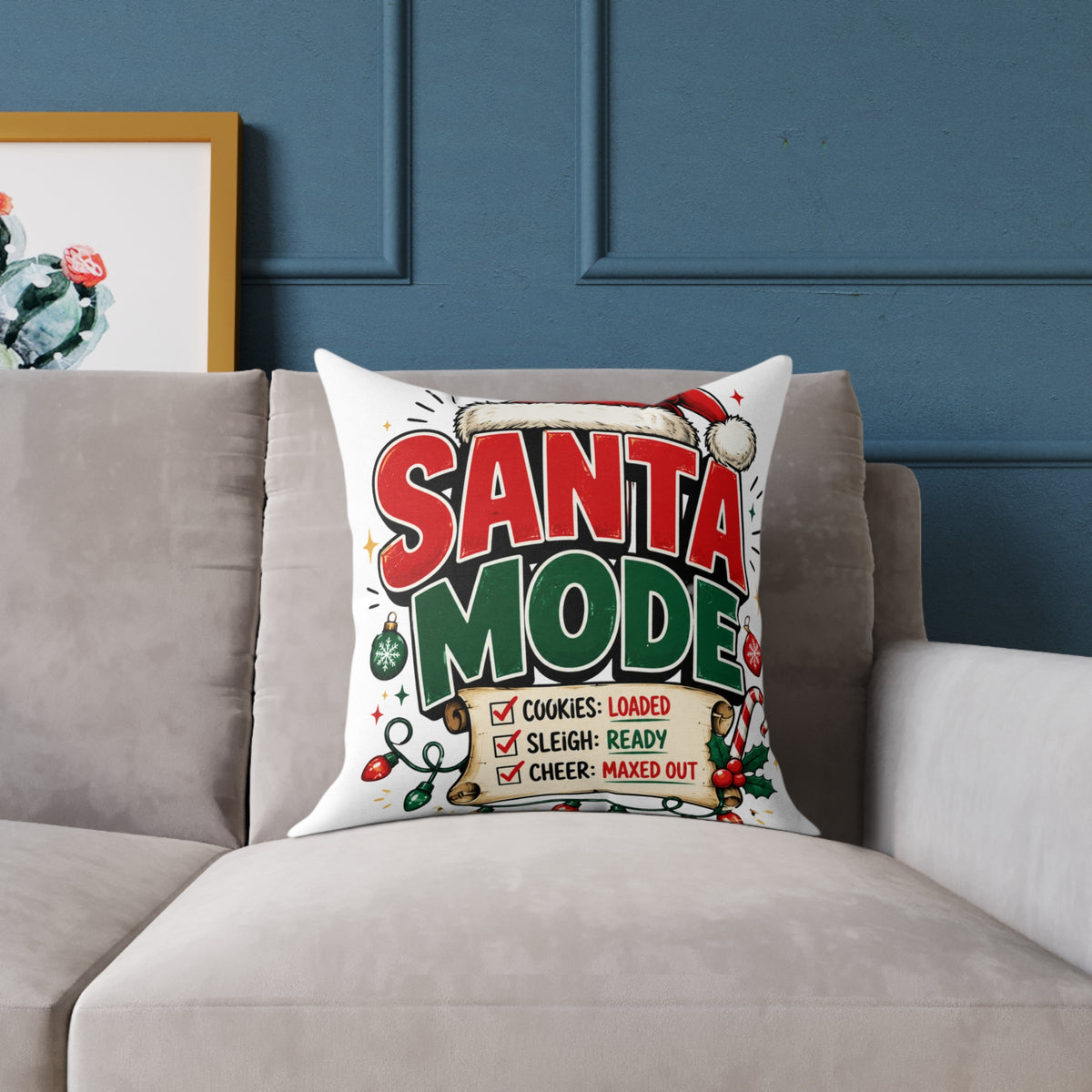 Christmas Santa Mode Holiday Throw Pillow – Festive Christmas Decorative Cushion
