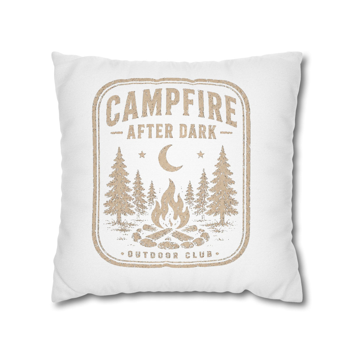 Campfire After Dark Square Pillowcase Milo Bailey Dog Dad Mom– Rustic Outdoor Camping Throw Pillow Cover