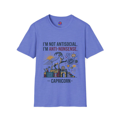 Capricorn T-Shirt — "I'm Not Antisocial, I'm Anti-Nonsense" Zodiac Tee