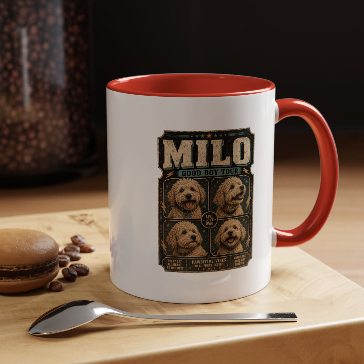 Milo Bailey Dog Dad Mom Personalized Milo Dog Coffee Mug — "Good Boy Tour" Accent Mug