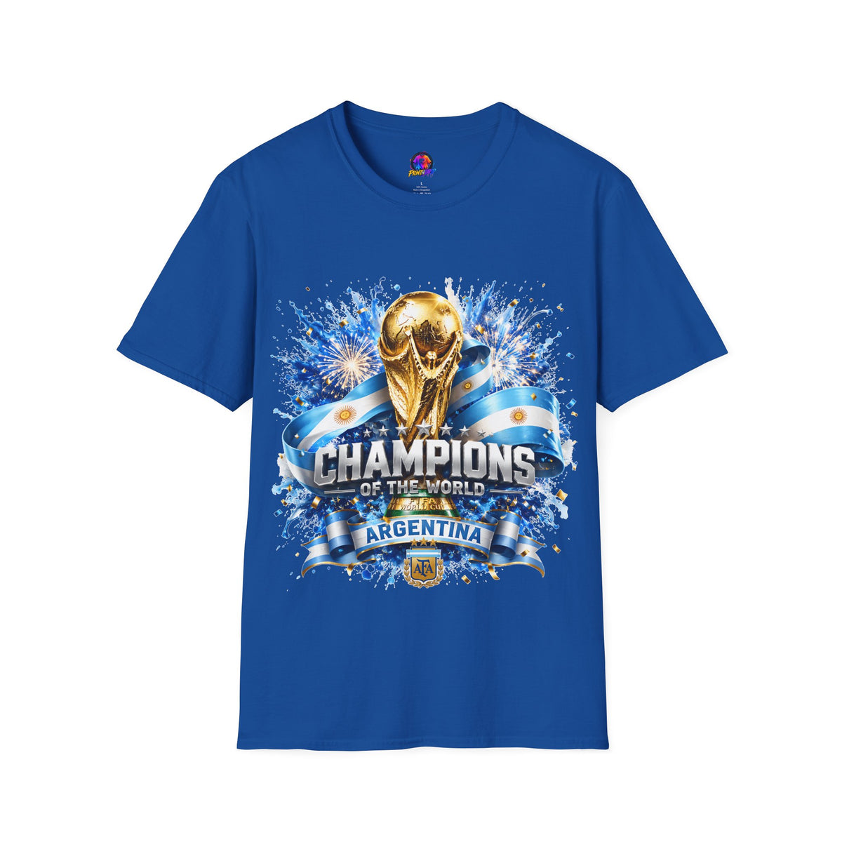 Argentina World Cup Champions T-Shirt — Gold Trophy Celebration Tee