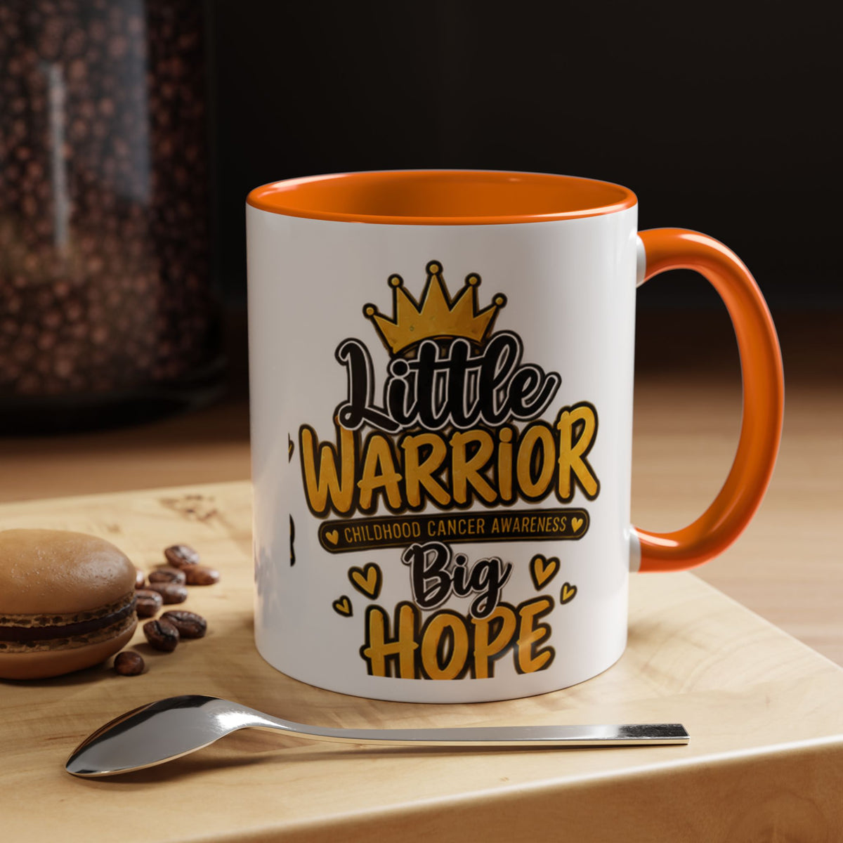 Little Warrior Childhood Cancer Awareness Coffee Mug – "Big Hope" Accent Mug