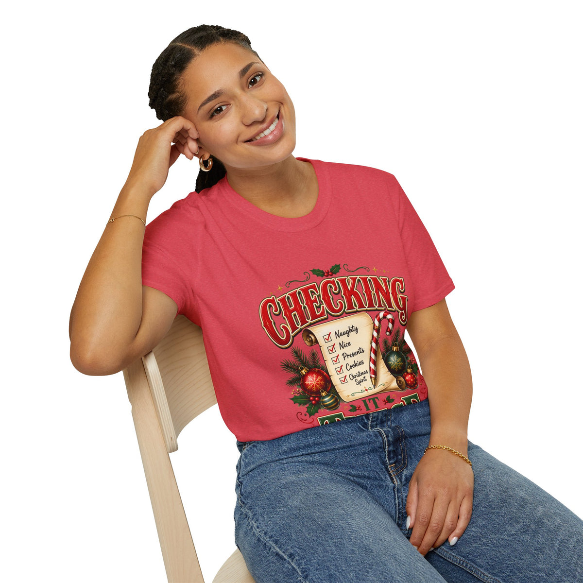 Checking It Twice Christmas T-Shirt — Naughty or Nice Holiday Tee