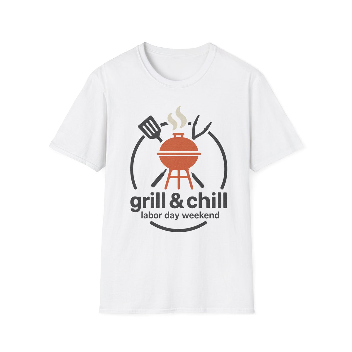 Grill and Chill Backyard BBQ Badge Tee - Cute Father's Day Cookout Graphic T-Shirt - Trending Now - September 2026