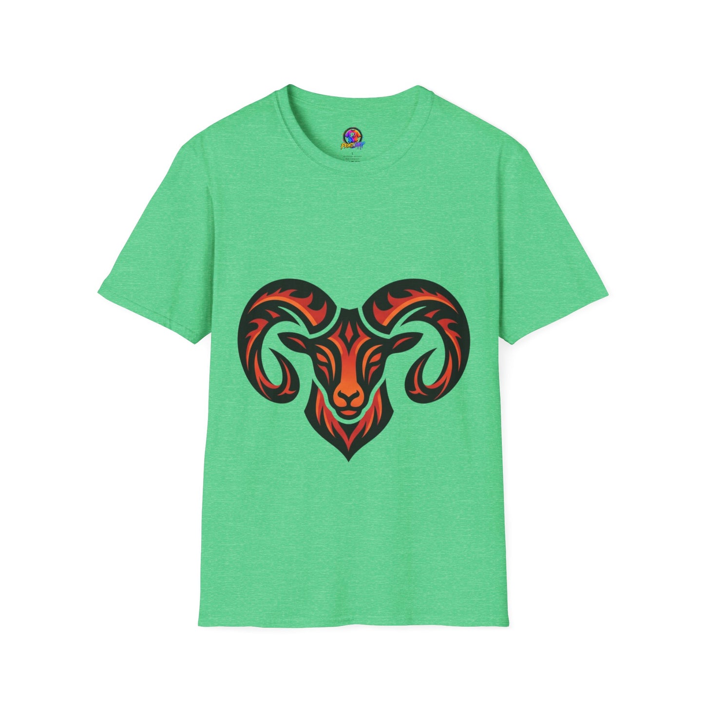 Ram Head Graphic T-Shirt — Tribal Flame Aries Design