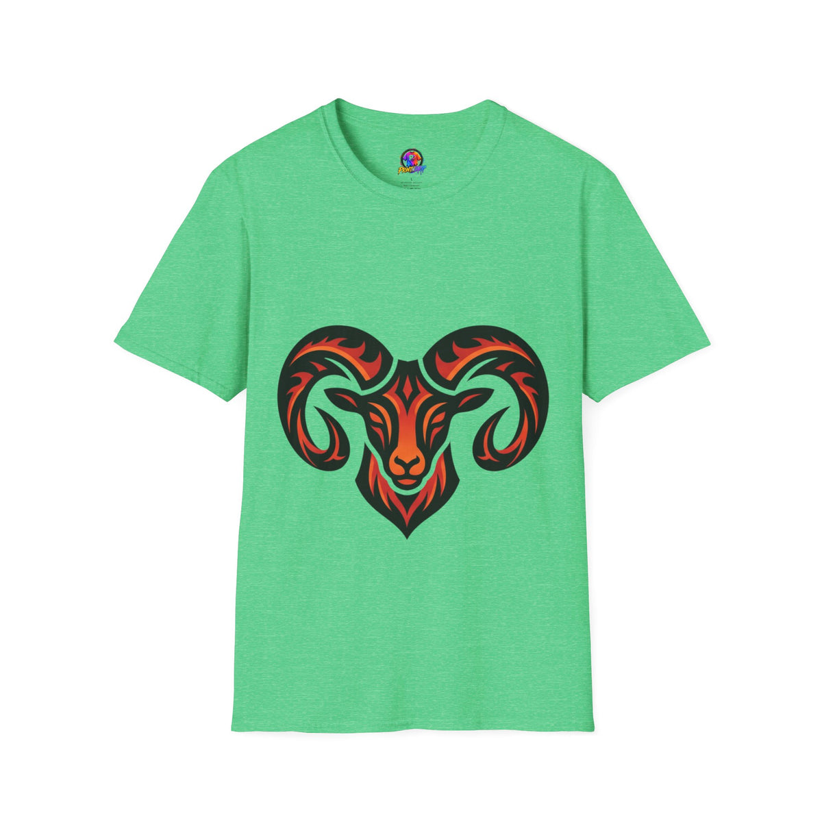 Aries Zodiac Ram Head Graphic T-Shirt — Tribal Flame Aries Design