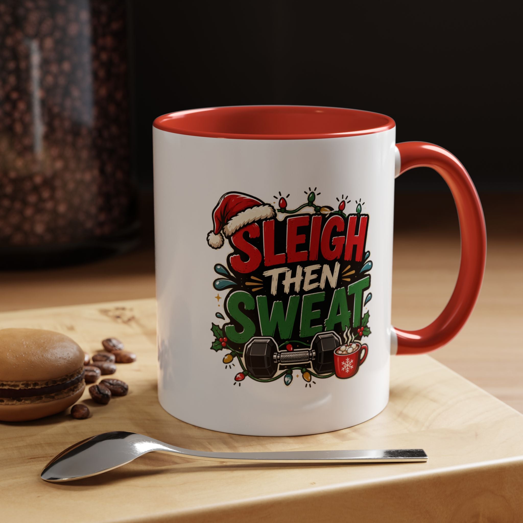 Modern Day Christmas Sleigh Then Sweat Coffee Mug — Festive Gym Motivational Holiday Gift