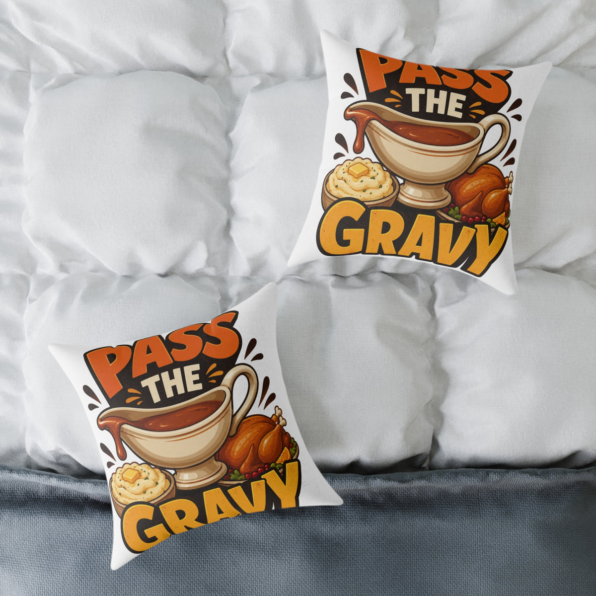 Thanksgiving Pass the Gravy Pillow — Thanksgiving Decorative Throw Pillow