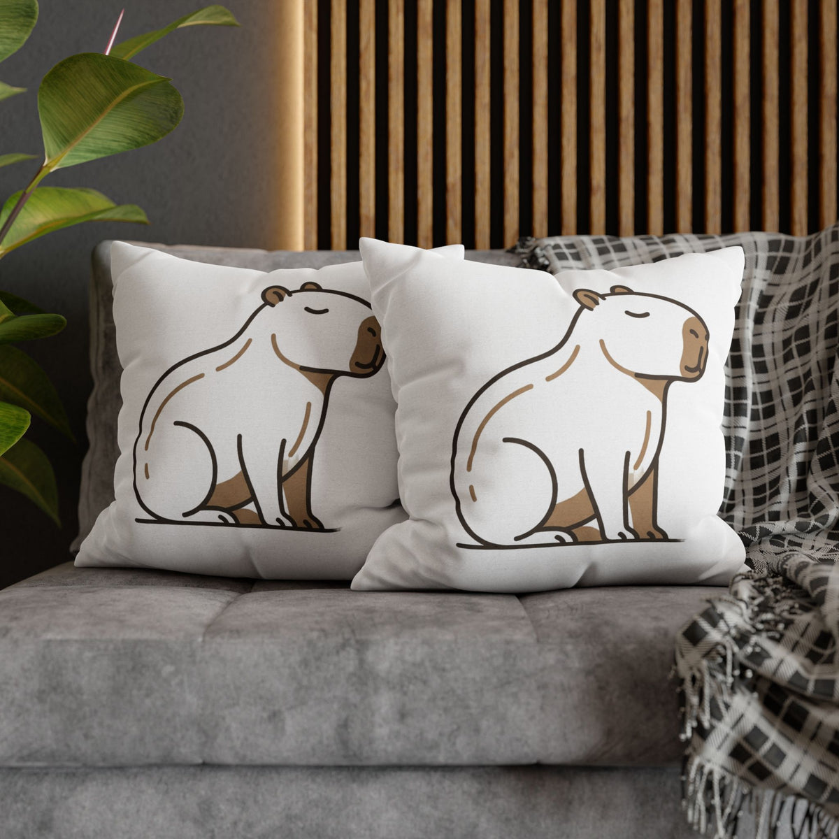 Funny Capybara Cute Throw Pillowcase – Minimalist Animal Decorative Cushion
