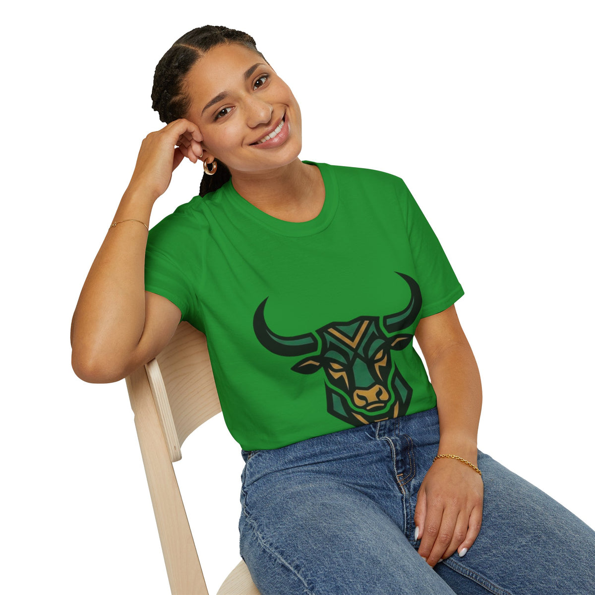 Taurus Bull Head T-Shirt — Geometric Tribal Bull Graphic Tee