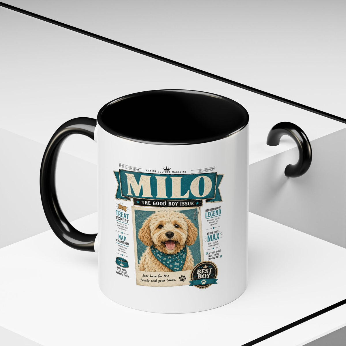 Milo Bailey Dog Dad Mom Personalized Dog Mug – “Milo” Good Boy Vintage Pet Coffee Mug