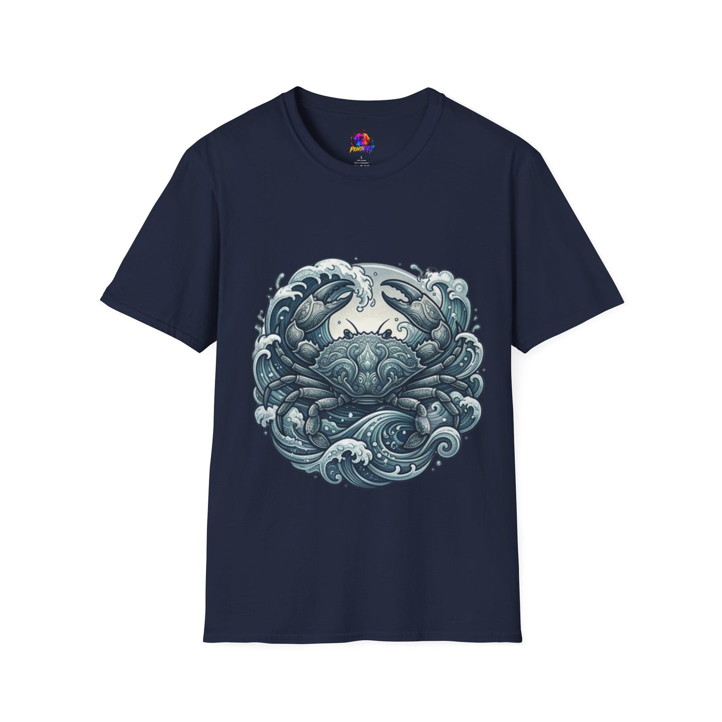 Crab and Waves Graphic T-Shirt — Coastal Oceanic Nautical Tee